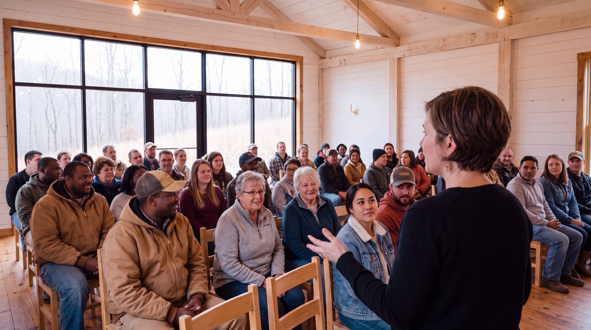 Someone speaking, and the room listening
